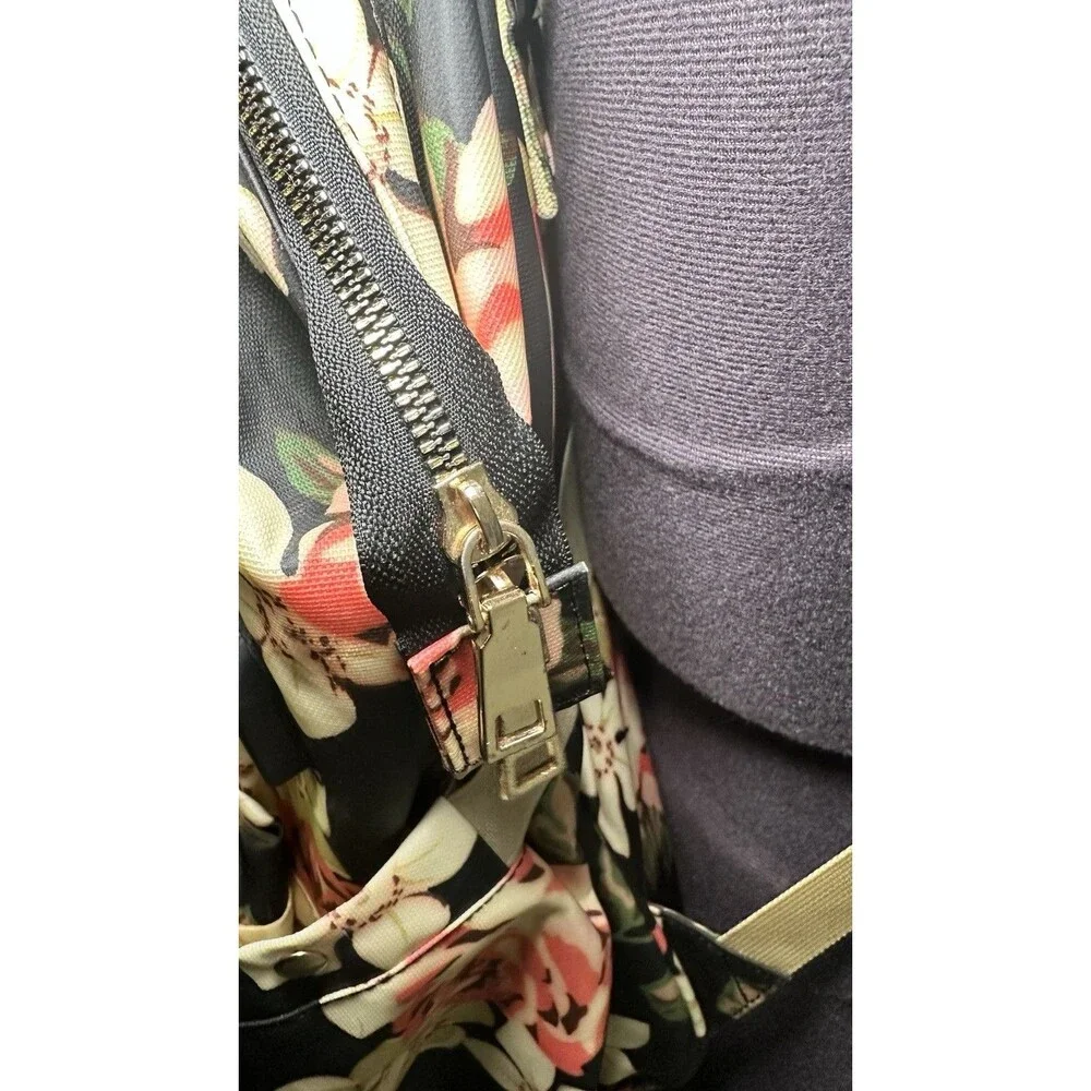 VSNOON Freedom And Happiness Black Floral Backpack Laptop Travel Bag